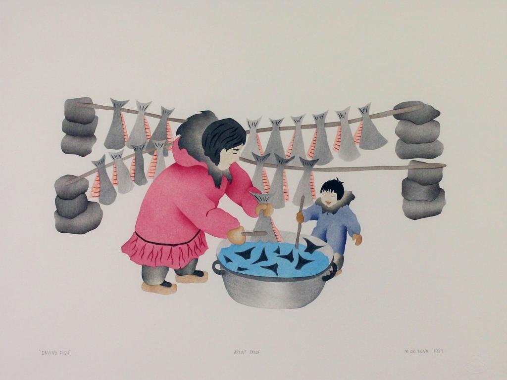 Mary K. Okheena (1955) - Drying Fish; 1989