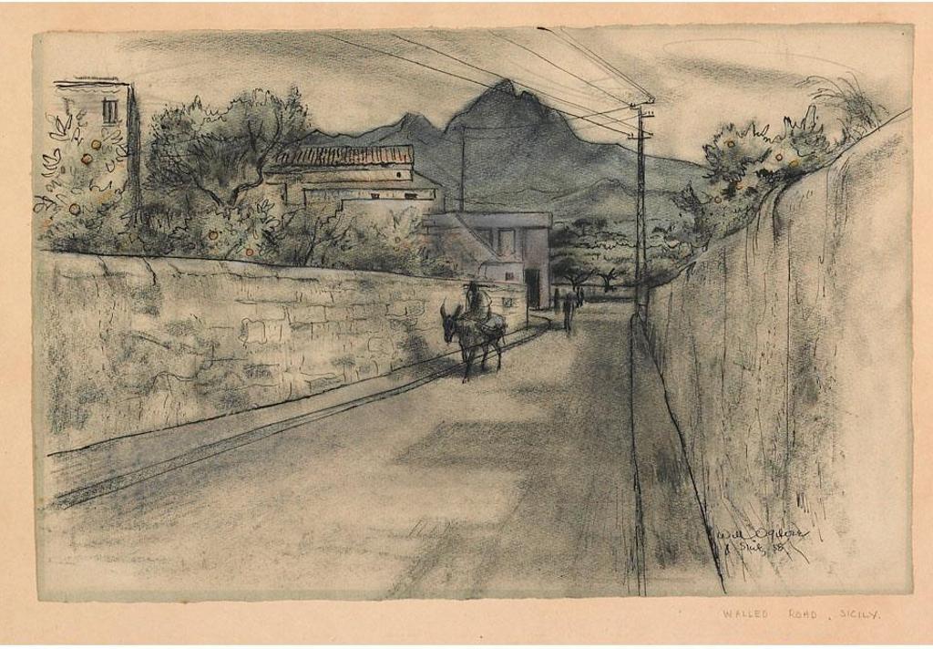 William (Will) Abernethy Ogilvie (1901-1989) - Walled Road, Sicily