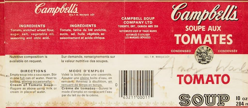 Andy Warhol (1928-1987) - Autographed Campbell’s Tomato Soup Can Label