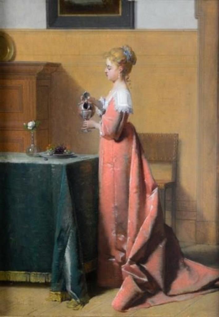 Jean de La Hoese (1846-1917) - A lady serves wine