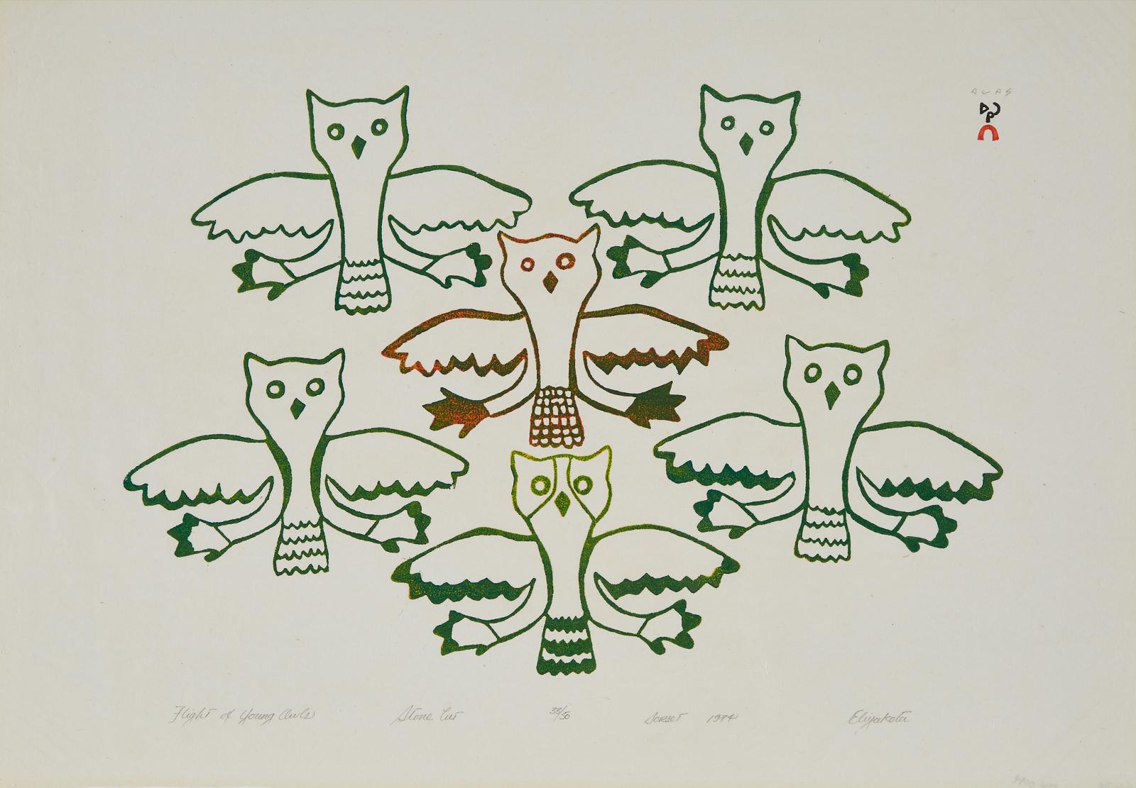 Eliyakota Samualie (1939-1987) - Flight Of Young Owls