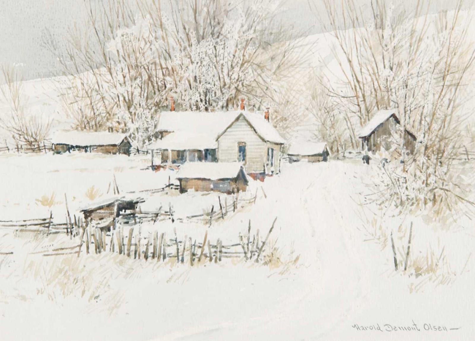 Harold Demont Olsen (1929-2020) - Untitled - Winter Homestead