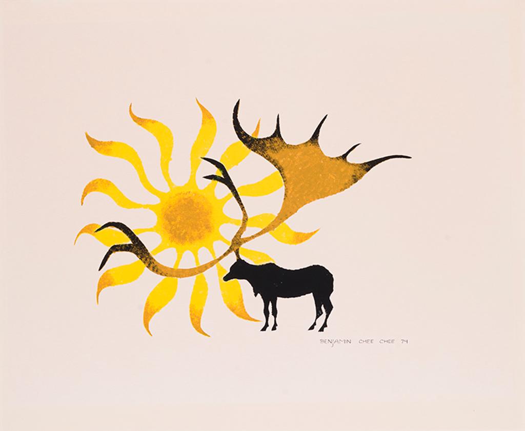 Benjamin Chee Chee (1944-1977) - Moose with Sun