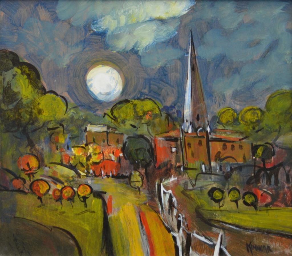 John H. Kinnear (1920-2003) - Church by Moonlight, Mercia