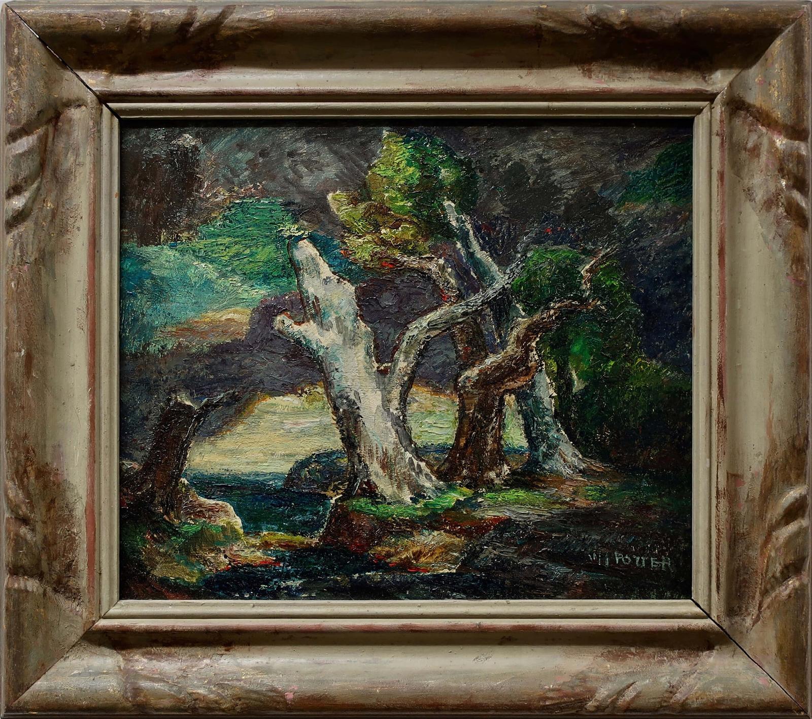 William J. Potter (1883-1964) - Coastal View Thru Trees