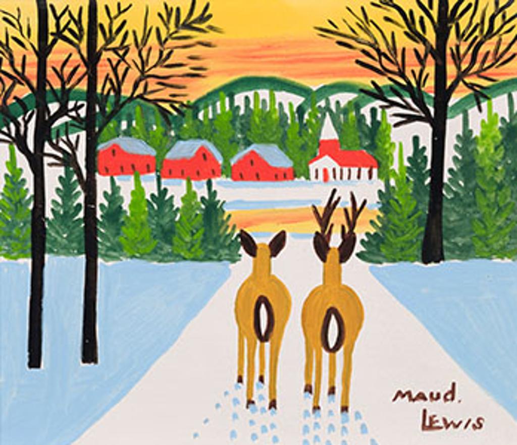 Maud Kathleen Lewis (1903-1970) - Two Deer in Winter