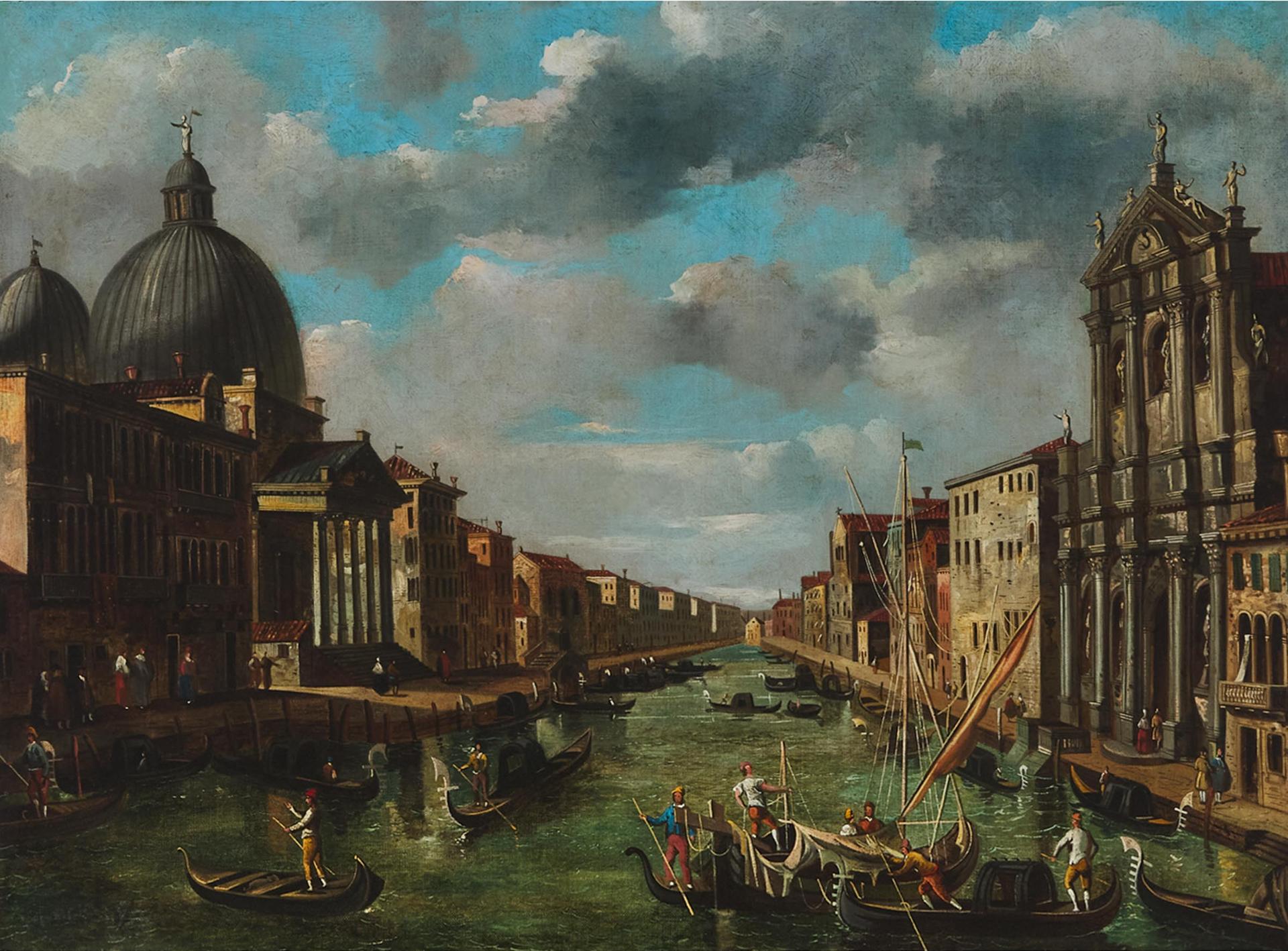 Follower of Francesco Guardi (1712-1793) - Venice, A View Of The Grand Canal With San Simeone Piccolo