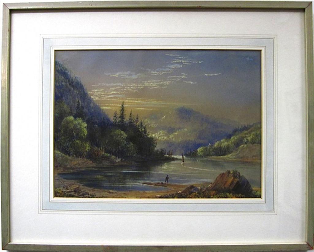 Washington Frederick Friend (1820-1886) - Mountain Vista With Fisherman