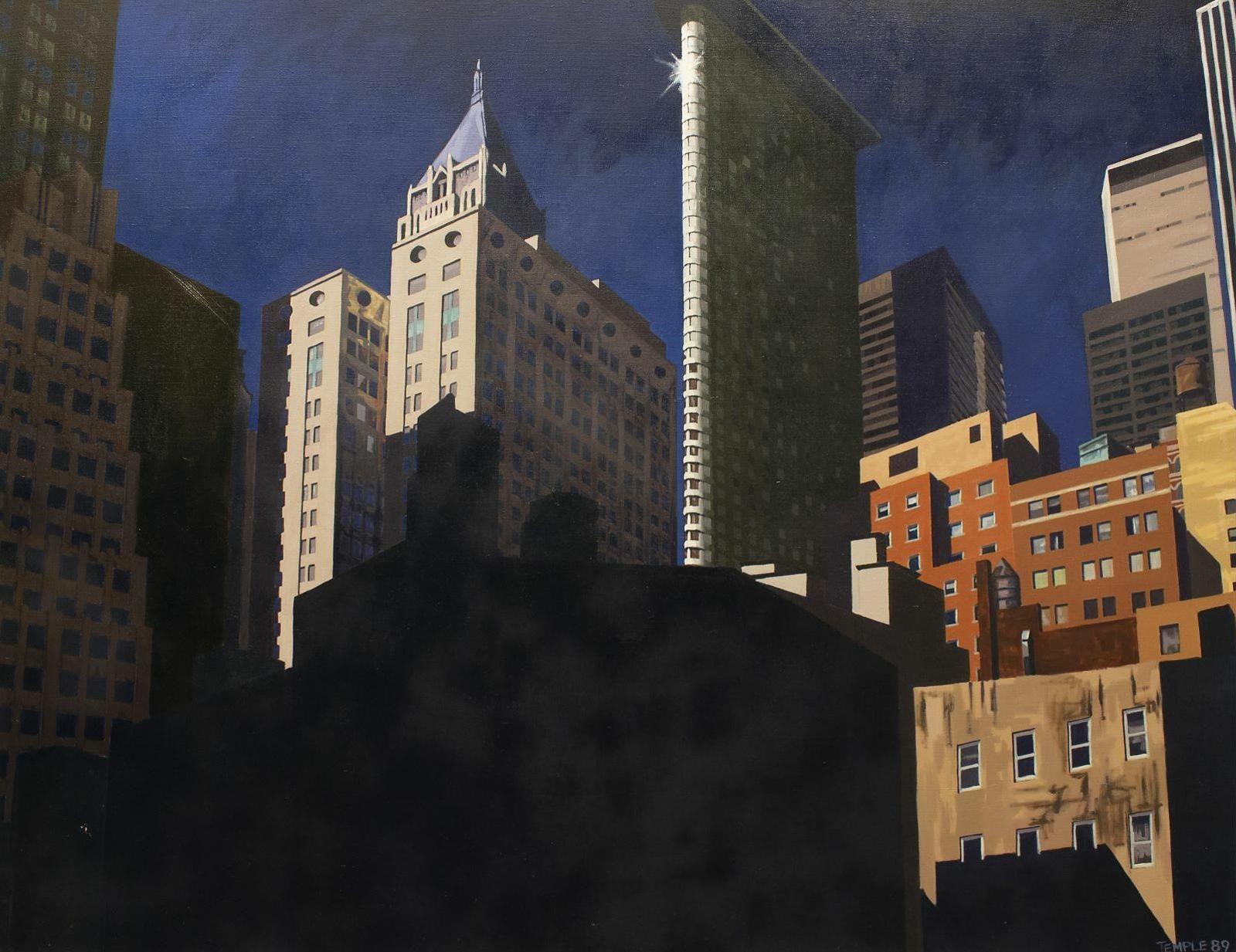 Chris Temple (1957) - Untitled, Cityscape; 1989