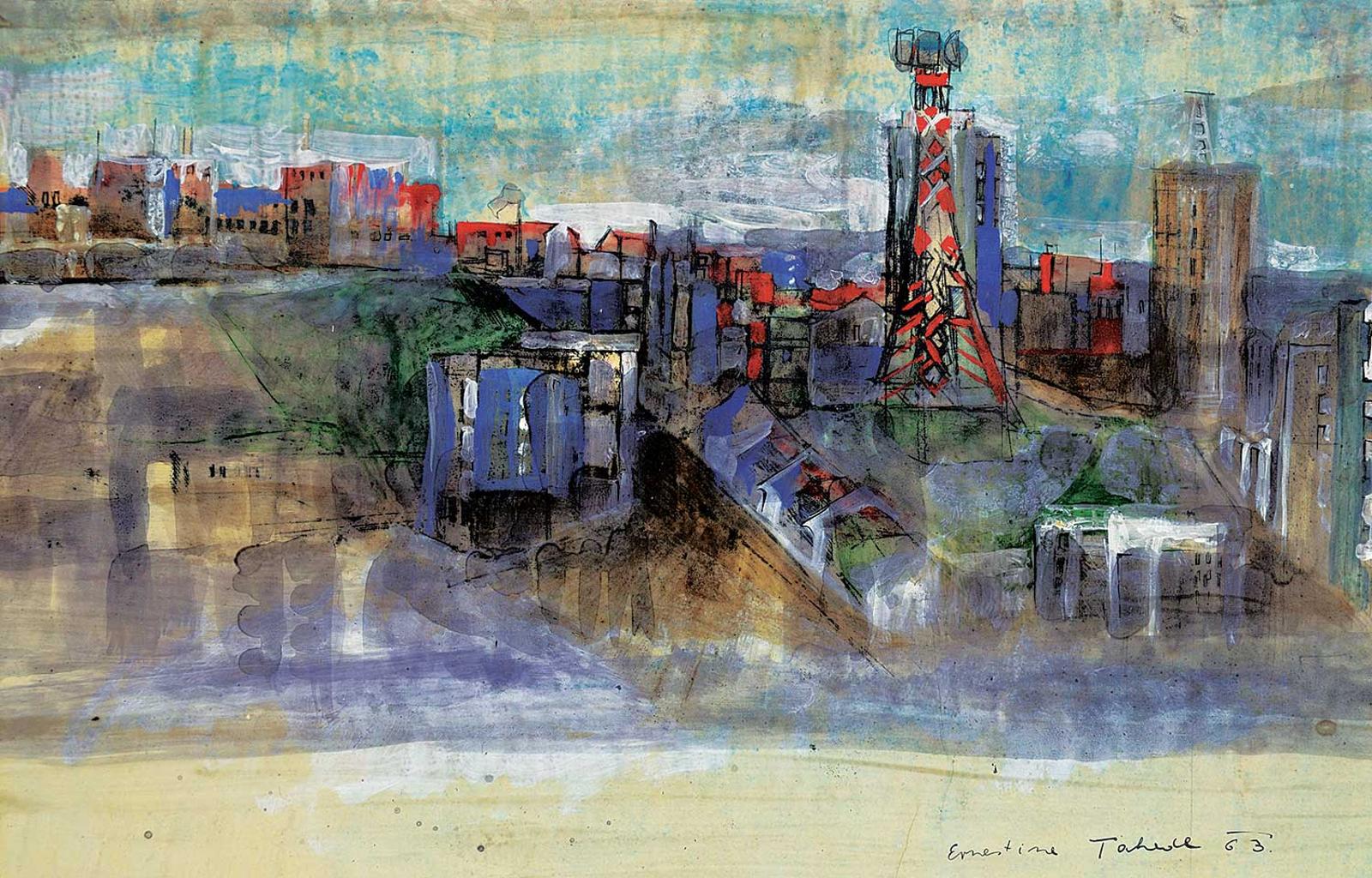 Ernestine Tahedl (1940) - Untitled - View of South Edmonton from Across the Valley