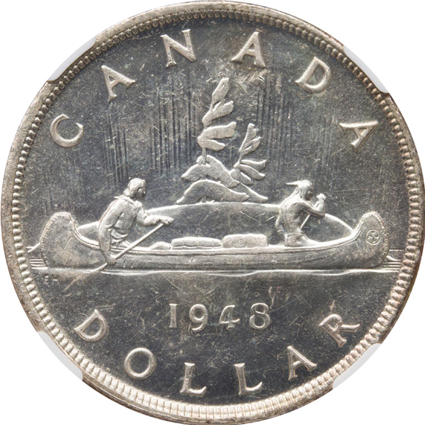 Canada - George VI Silver Dollar 1948, NGC AU58