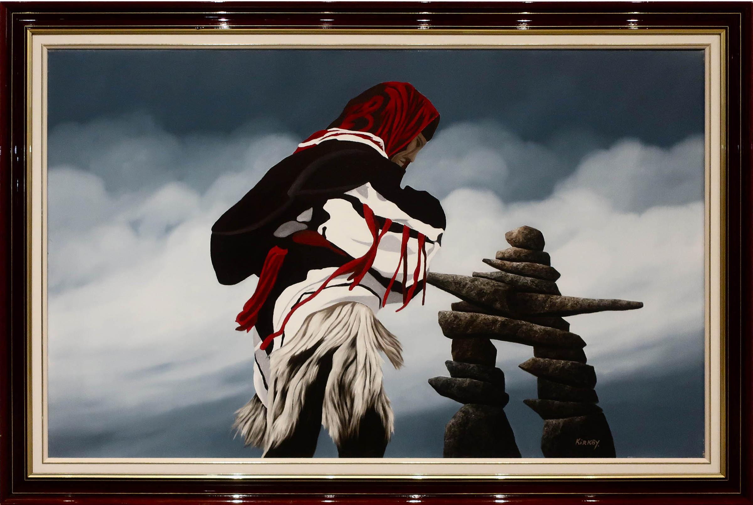 Kenneth (Ken) Michael Kirkby (1940-2023) - Untitled (Haida Wanderer Passing Inukshuk)