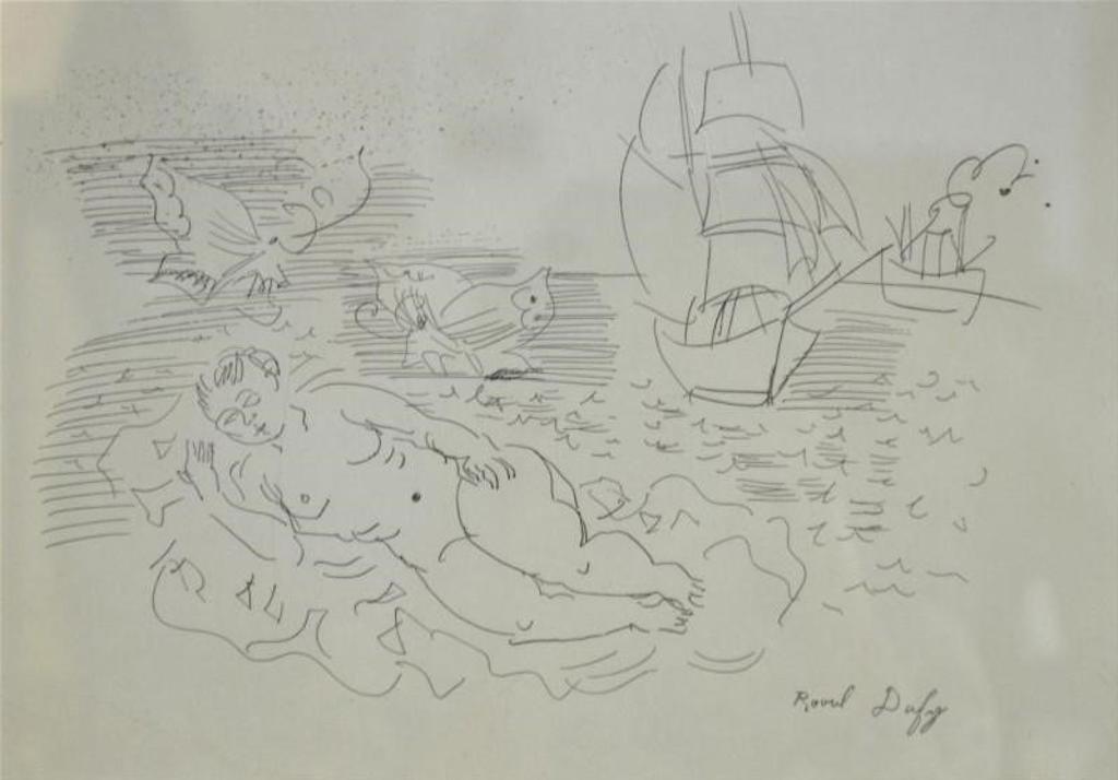 Raoul Dufy (1877-1953) - Petite Baigneuse aux Papillons