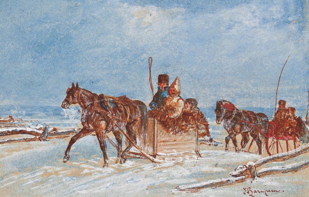 Frederick S. Barnjum (1858-1887) - Sleighing in Quebec