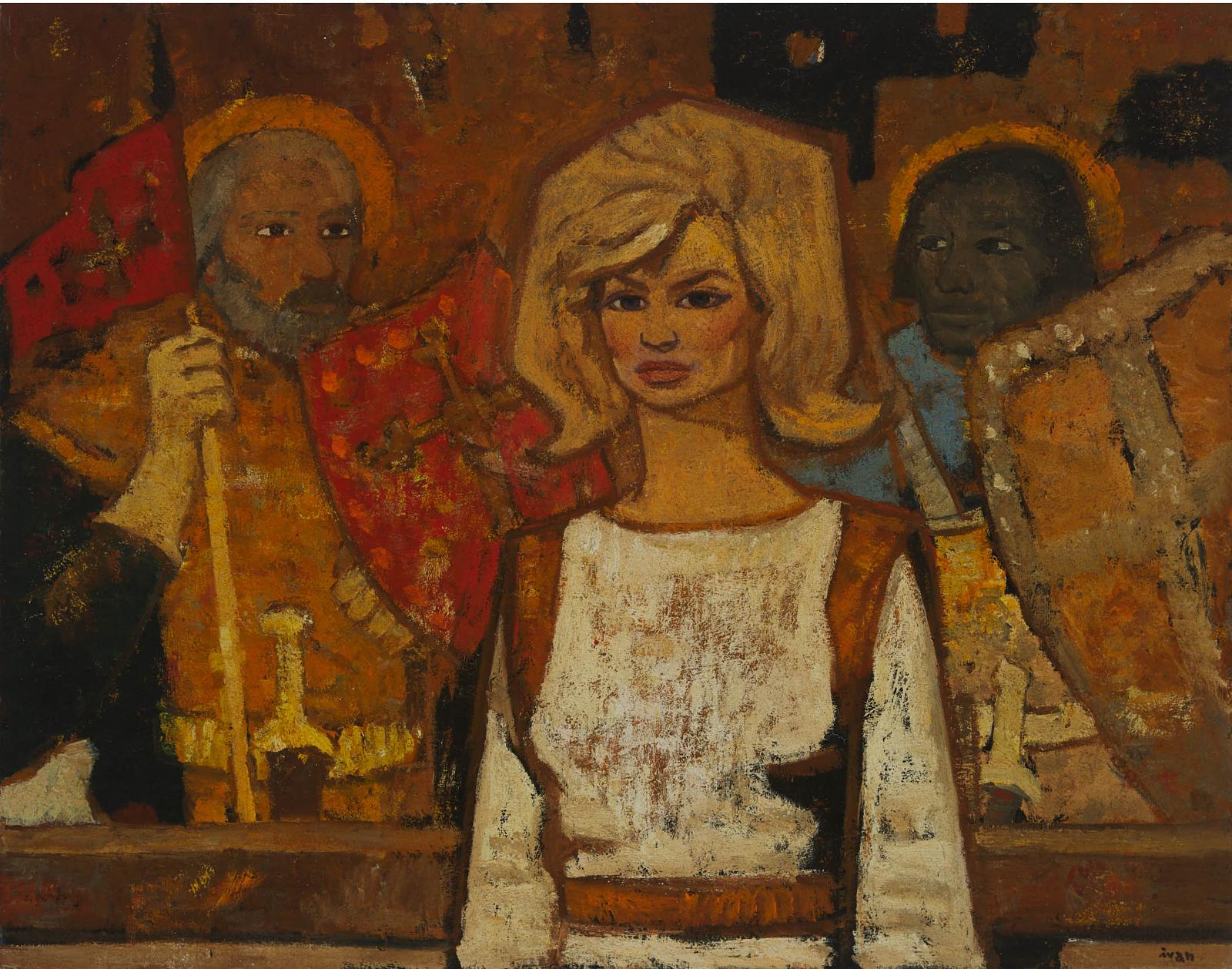 Ivo (Ivan) Sedlisky (1926-1999) - Blonde Heroine Flanked By Saints