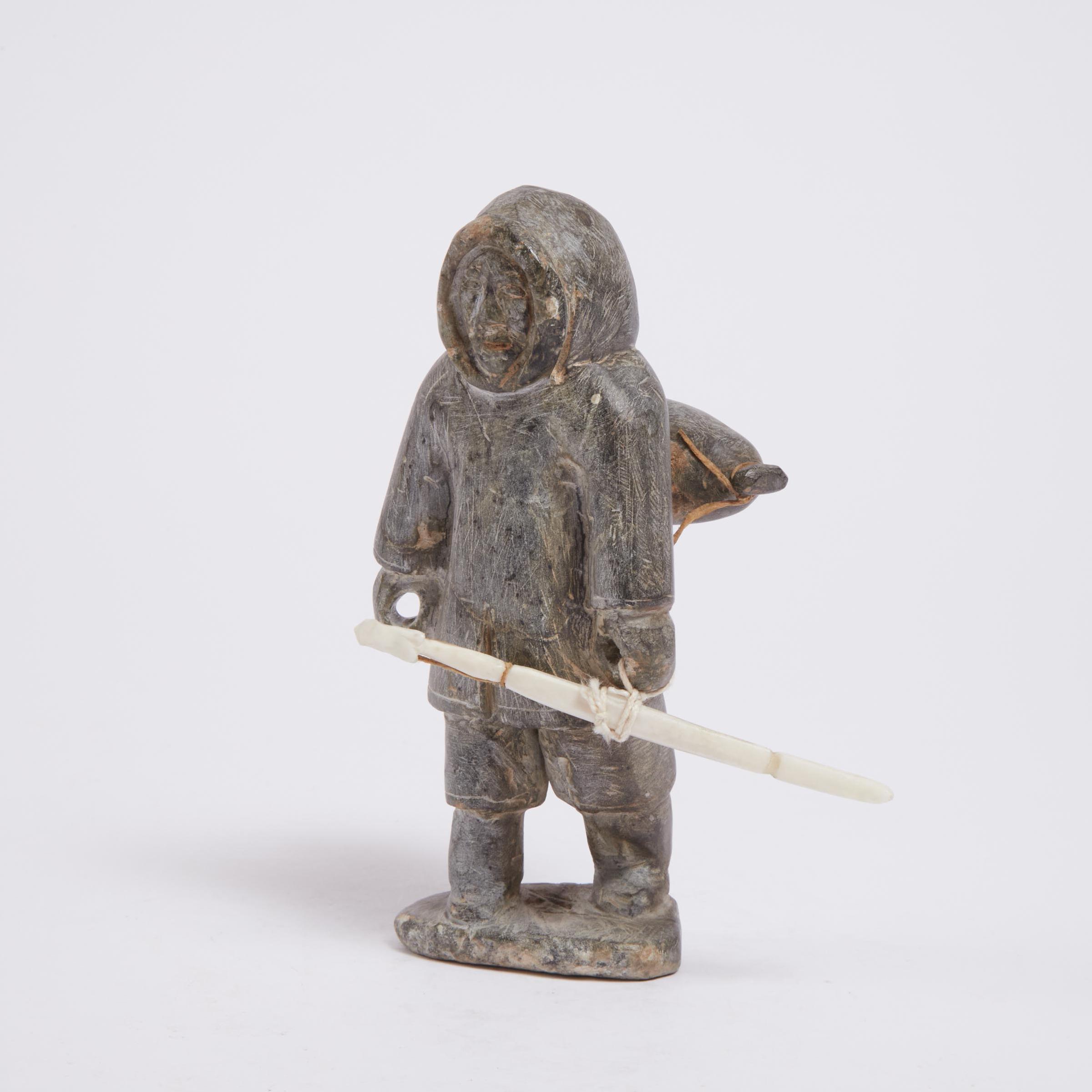 Ennutsiak (1896-1967) - Hunter Laden With Harpoon And Seal Bladder, Ca. 1965