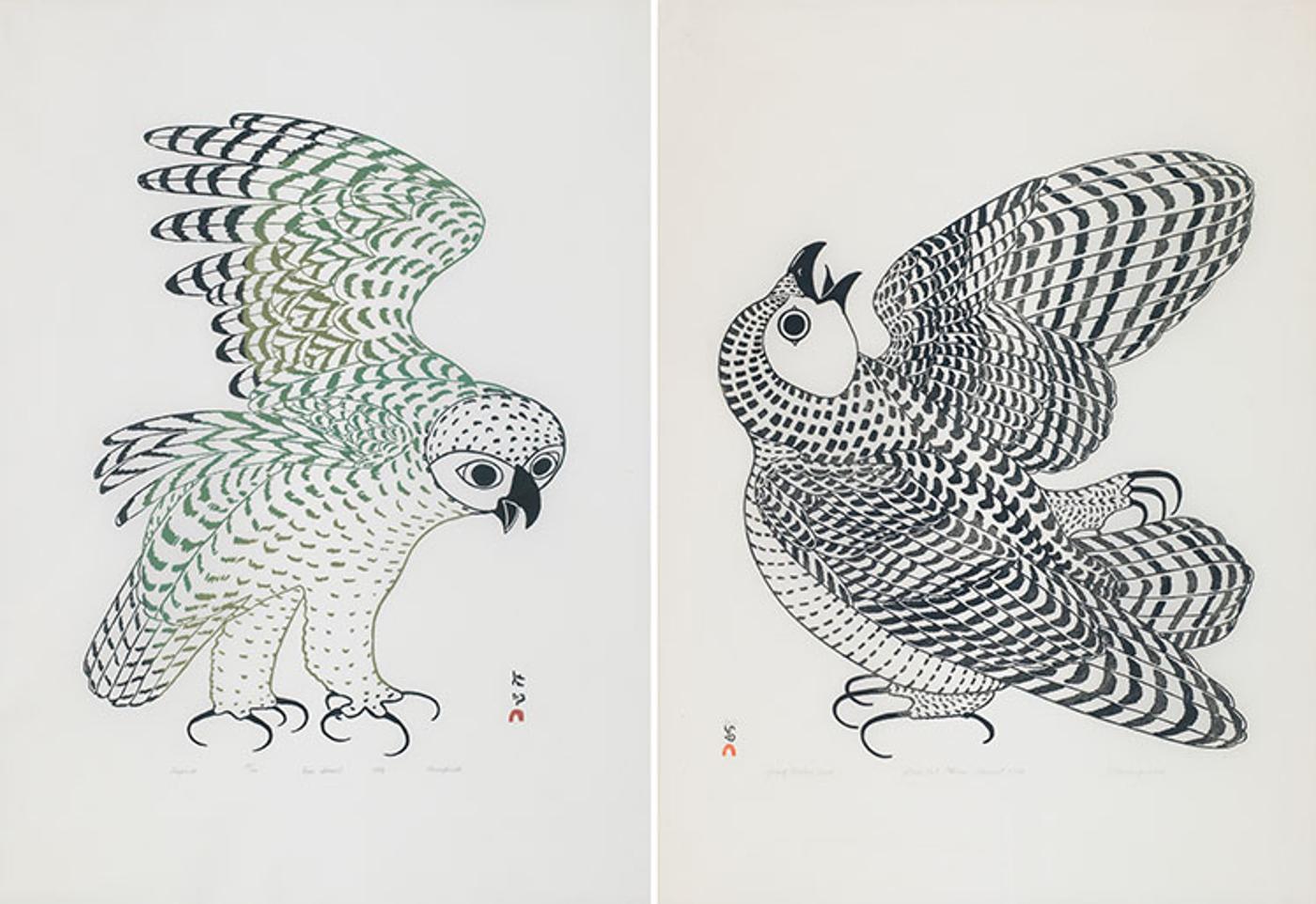 Kananginak Pootoogook (1935-2010) - Two Prints