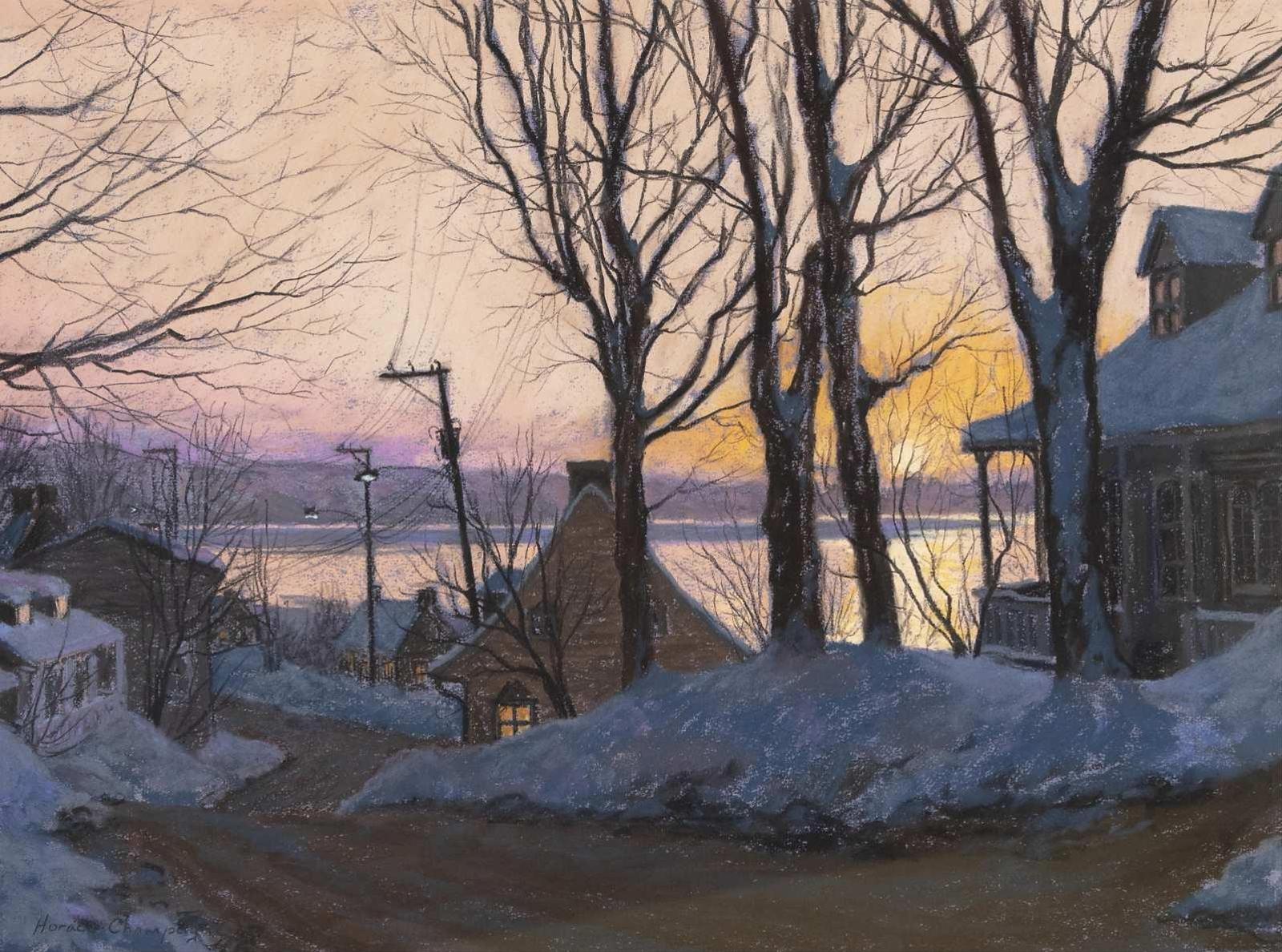 Horace Champagne (1937) - Sunset, Ste-Petronille (Quebec); 1988