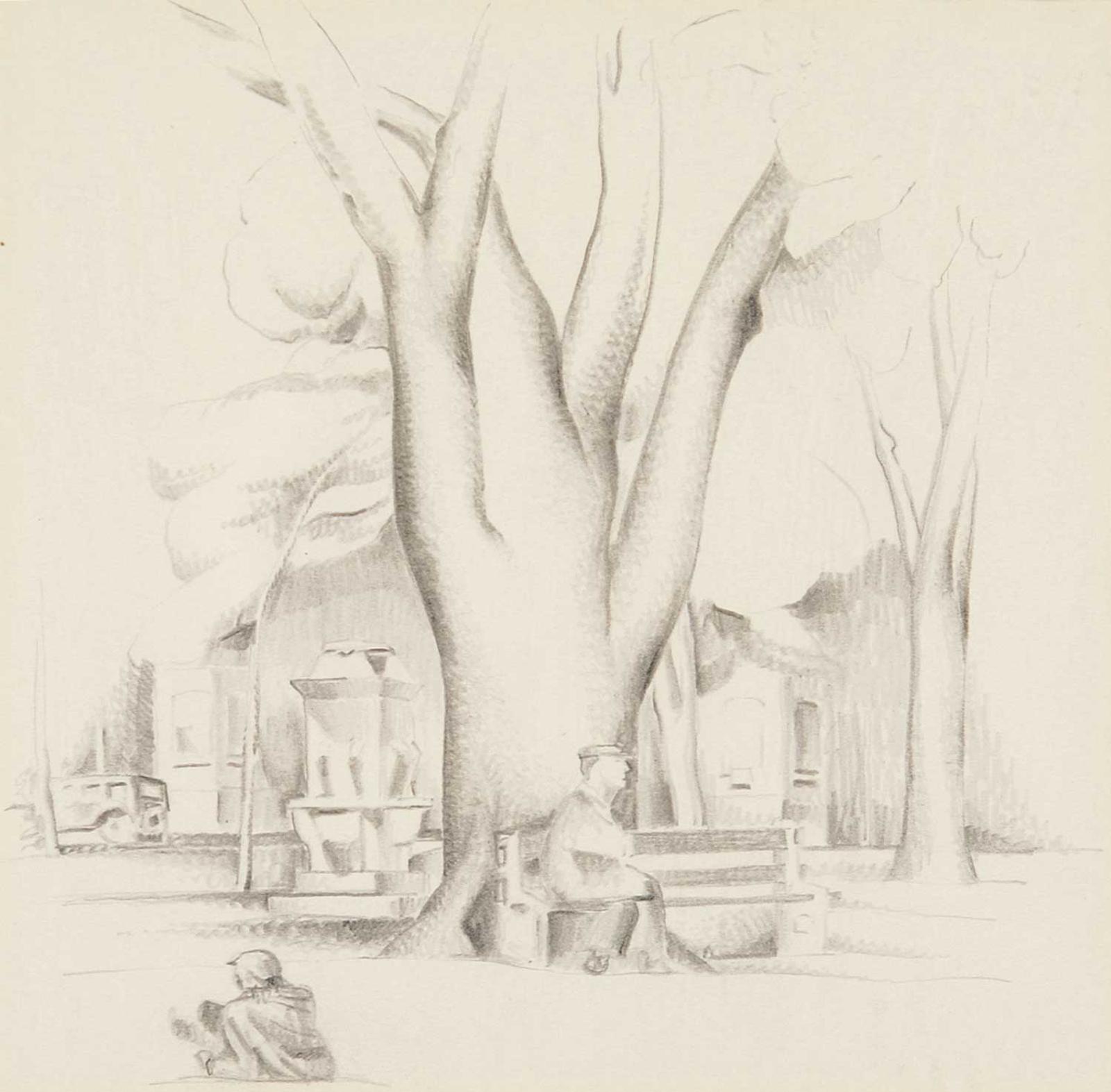 Bertram Richard Brooker (1888-1955) - Untitled - Resting in the Park