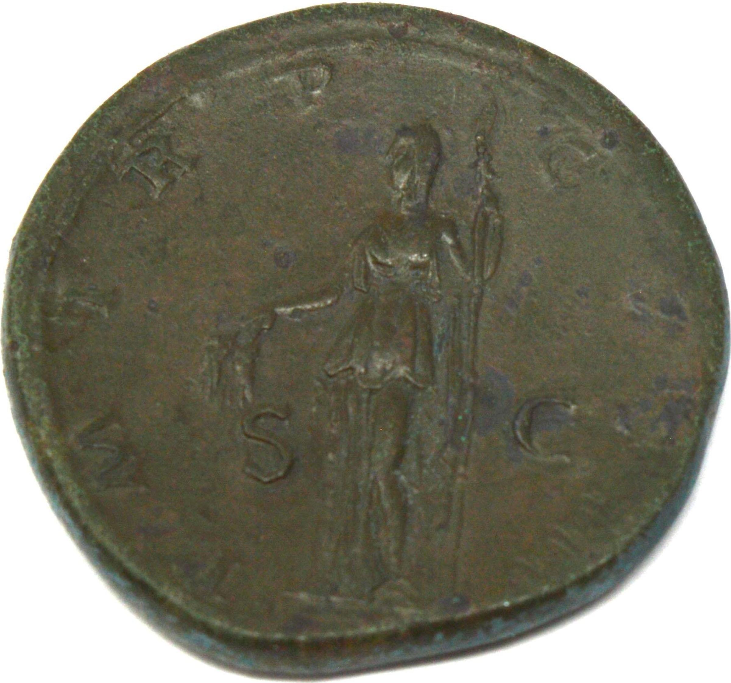 Sesterce Ae - en bronze; à l'éffigie de l'empereur Hadrien, vers 117 à 138 EC