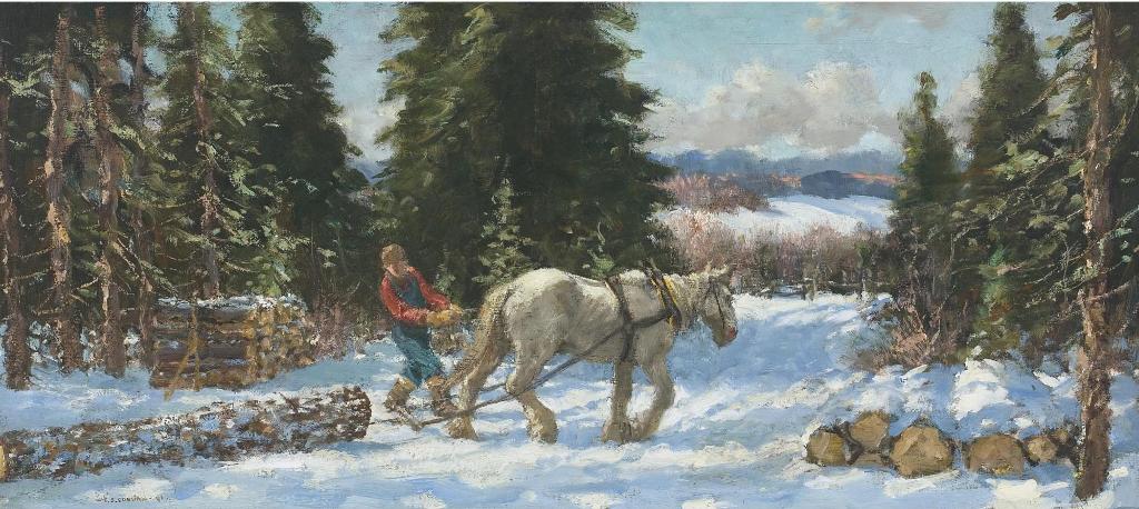 Frederick Simpson Coburn (1871-1960) - Pulling The Chained Log To The Sledge