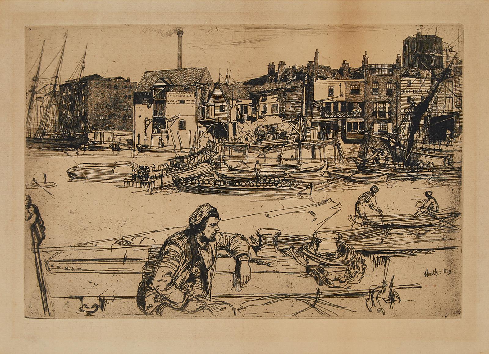 James Abbott McNeill Whistler (1834-1903) - Black Lion Wharf (From The Thames Set), 1859 [kennedy, 42; Glasgow, 54]