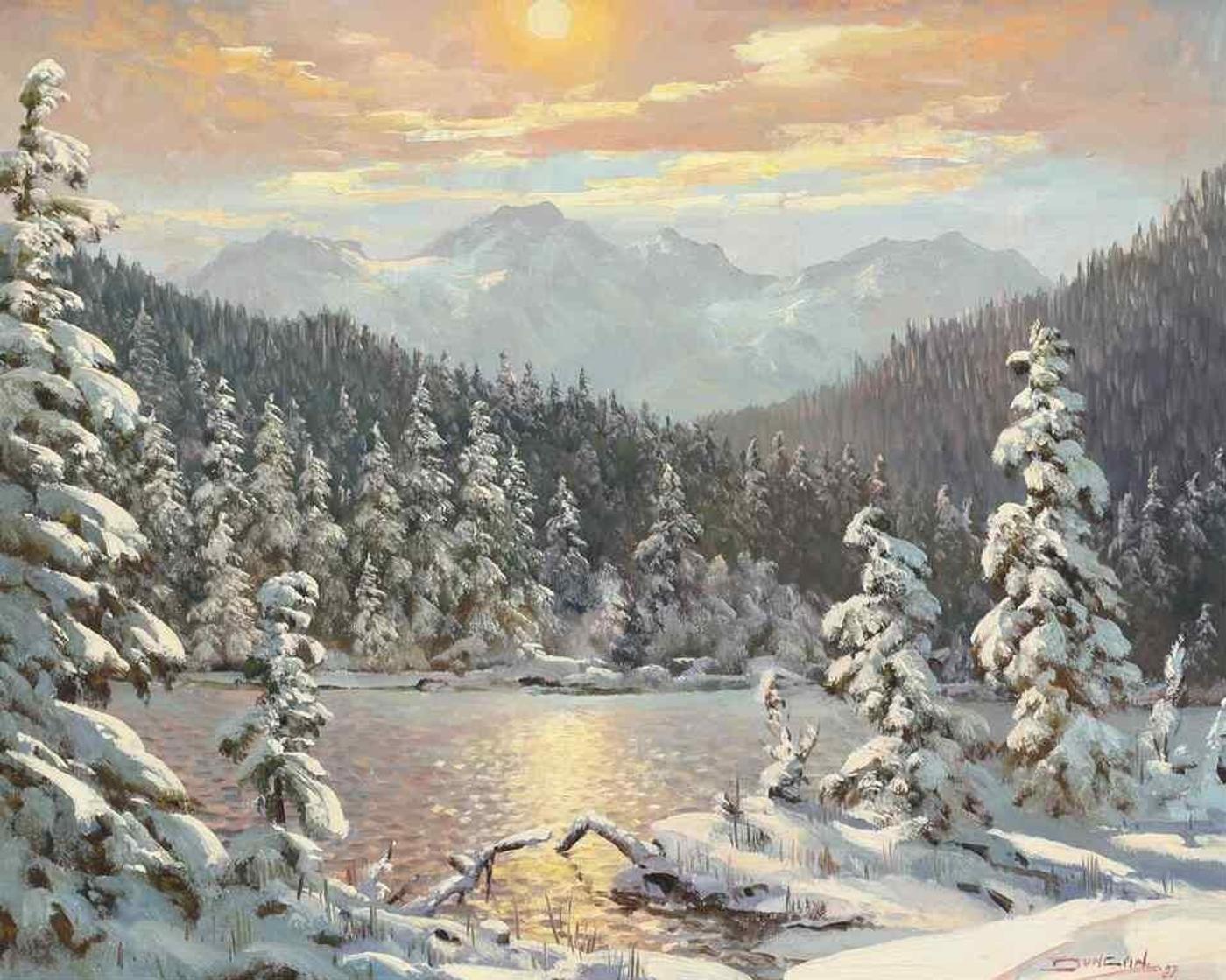 Duncan Mackinnon Crockford (1922-1991) - Winter Comes To The Spray Valley, Nr. Canmore, Alberta; 1987