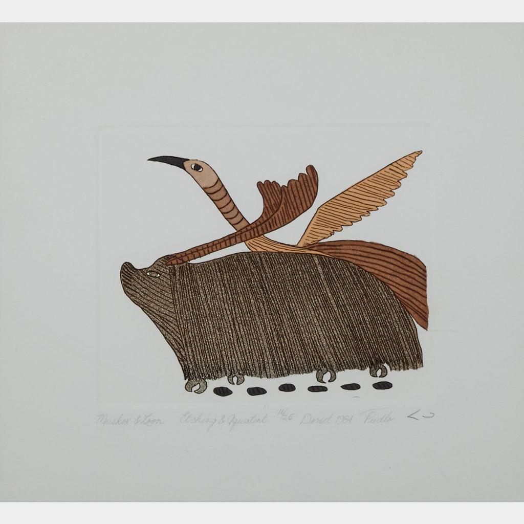 Pudlo Pudlat (1916-1992) - Muskox And Loon