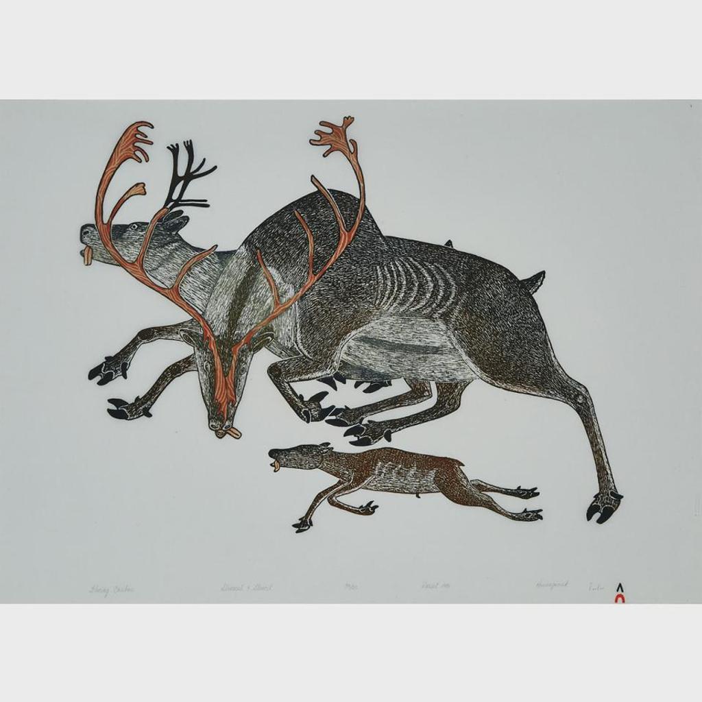 Kananginak Pootoogook (1935-2010) - Fleeing Caribou