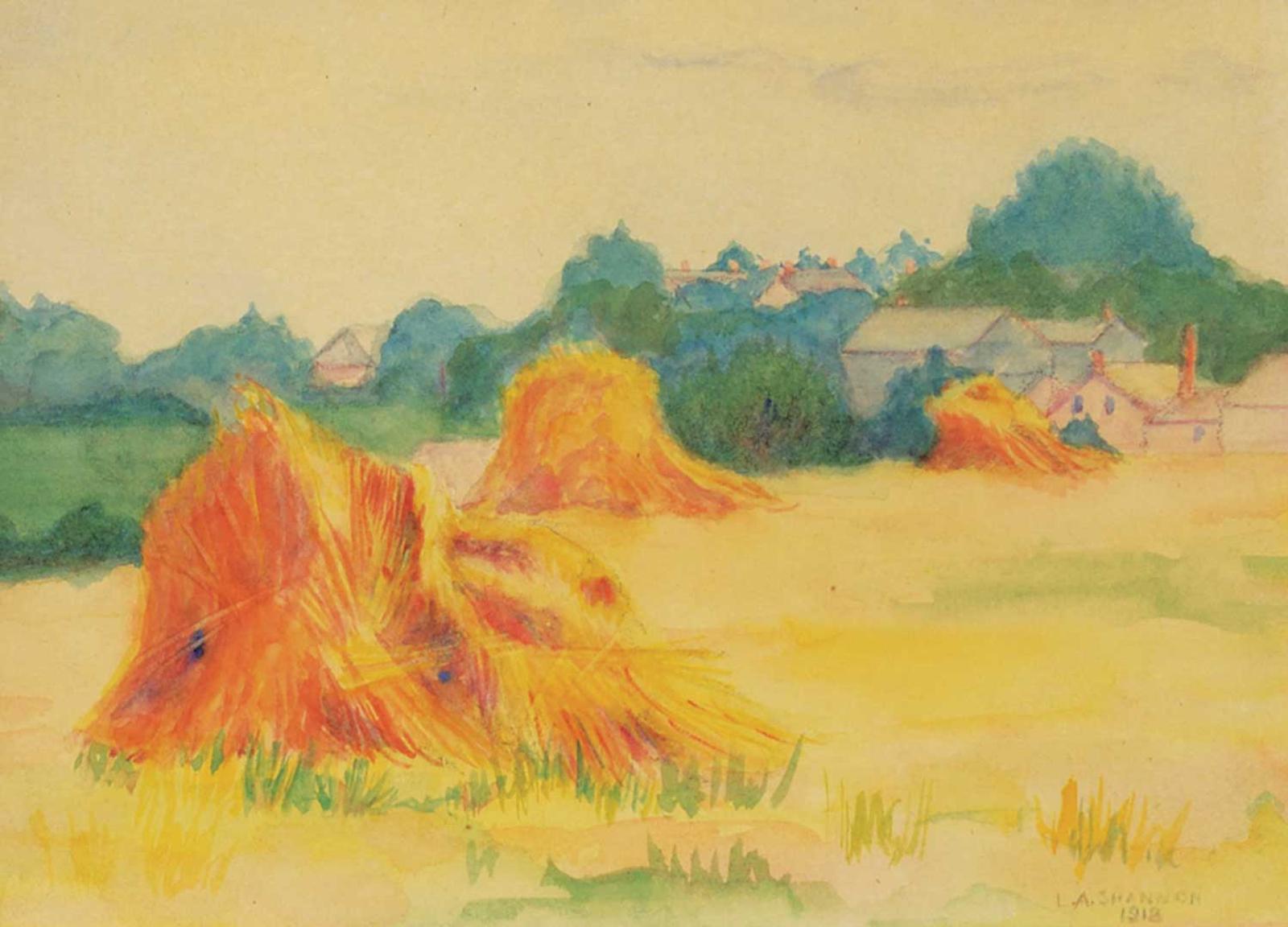 L.A. Shannon - Untitled - Stooks by the Village