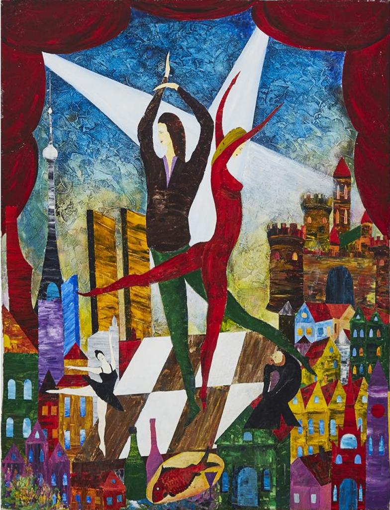 Victor Bushuev - Ballet Dancers, City View, Fish And Wine