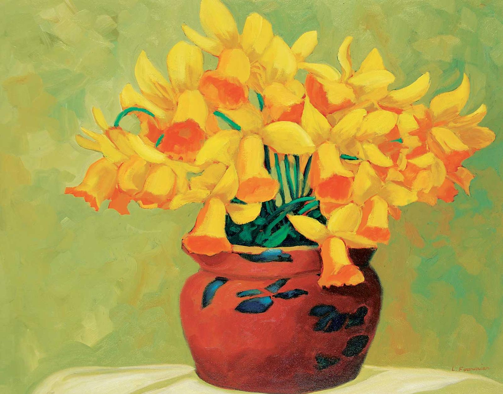 Liliane Fournier (1942) - Daffodils in Clay Pot