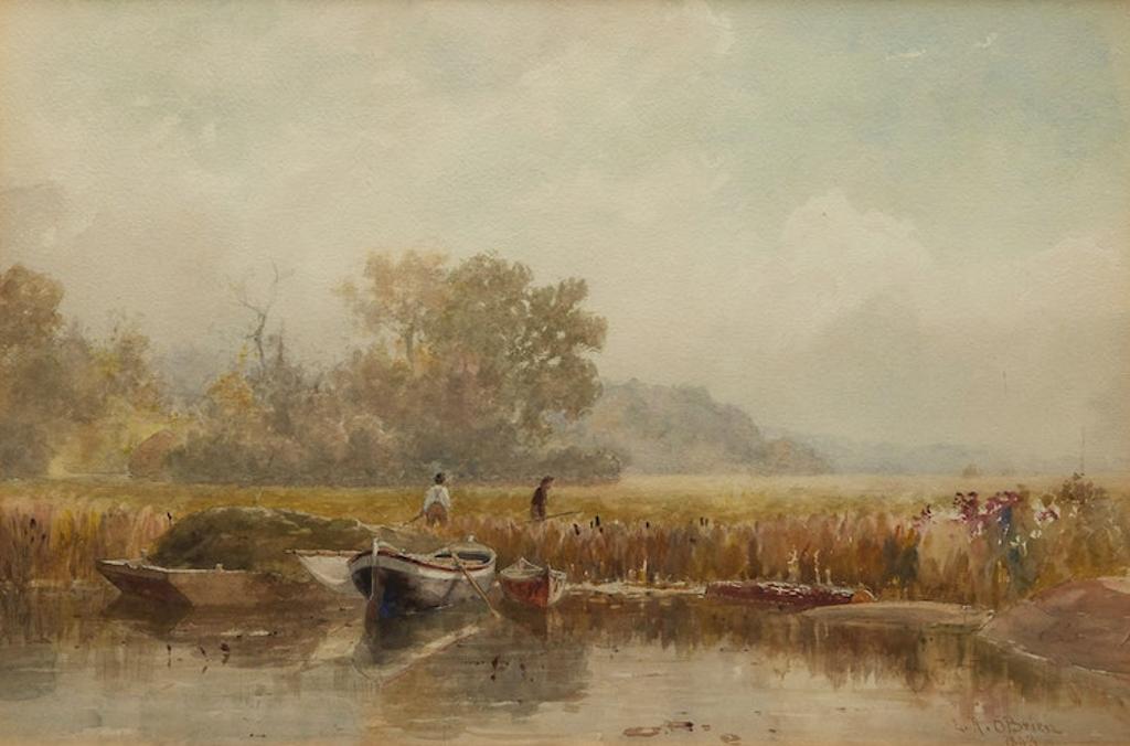 Lucius Richard O'Brien (1832-1899) - Untitled (Boats on the River Bank)