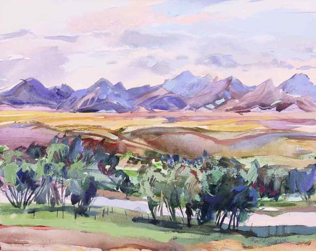 Brent R. Laycock (1947) - Coulee With Mountains Beyond; 1991
