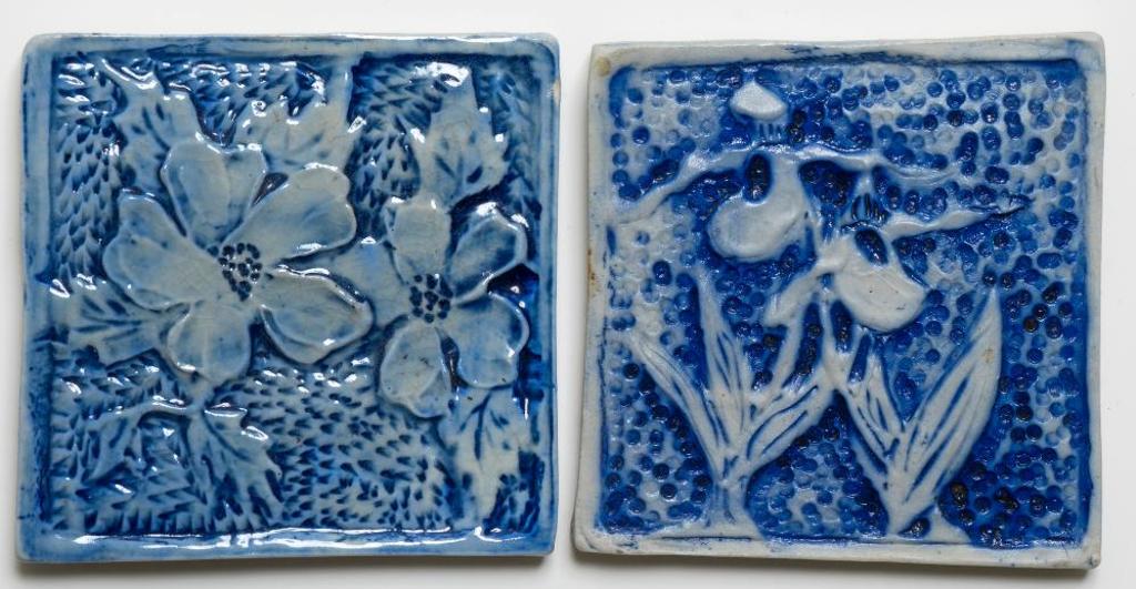 Wendy Parsons (1949-1952) - Pair of Tiles with Floral Designs