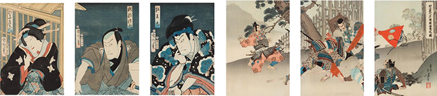 Japanese Art - Two Japanese Ukiyo-e School Woodlock Triptychs, 19th Century