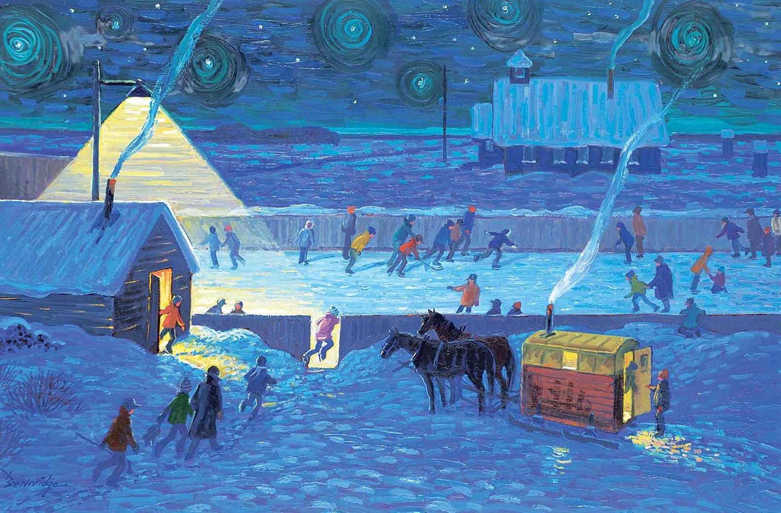 William (Bill) Roy Brownridge (1932) - Skating Rink at Night