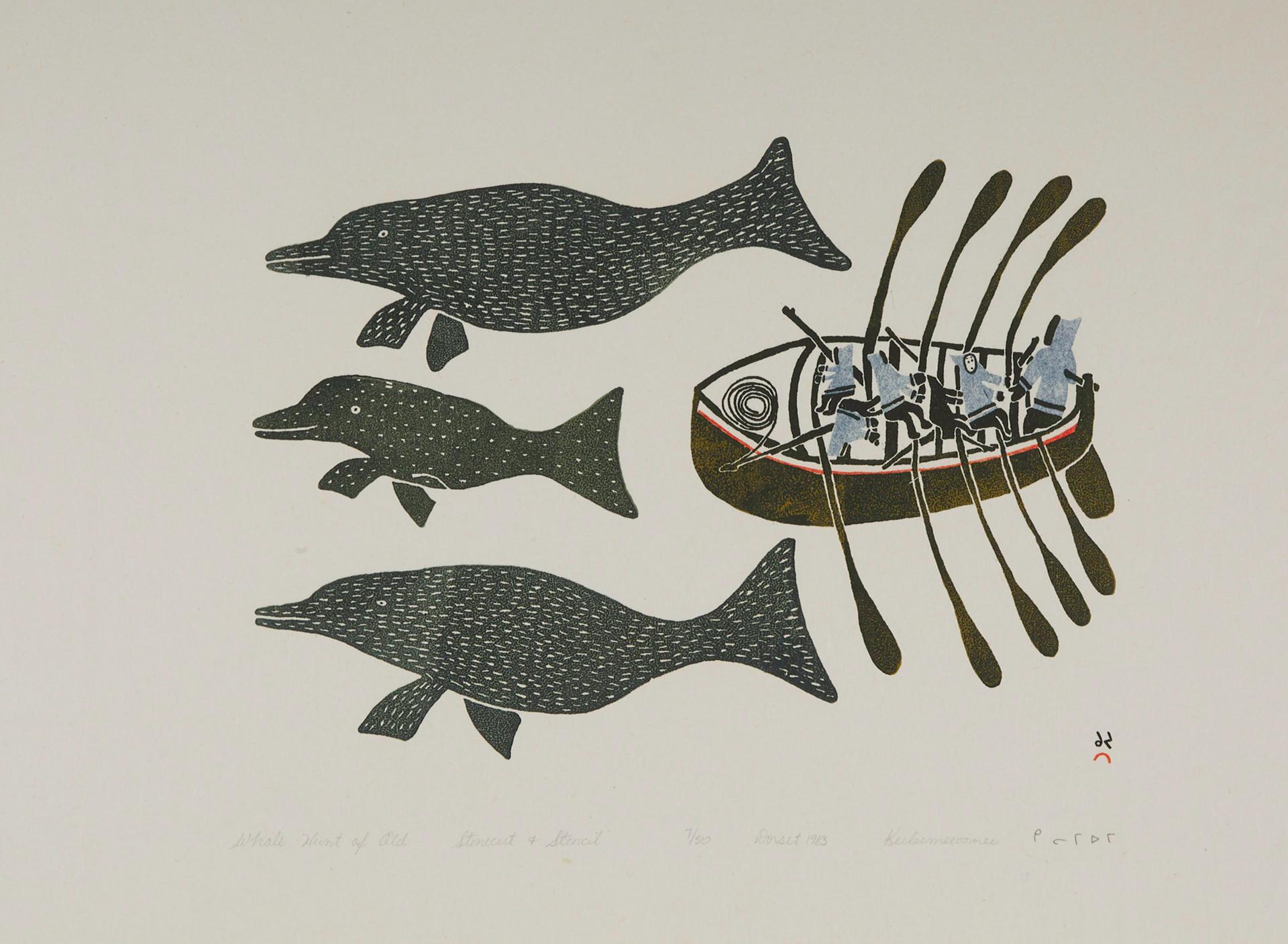 Keeleemeeoomee Samualie (1919-1983) - Whale Hunt Of Old, 1983