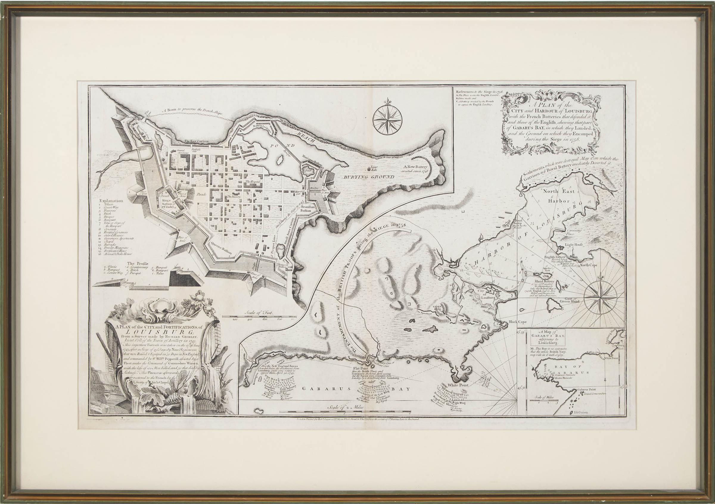 Thomas Jefferys (1710-1771) - A Plan Of The City And Harbour Of Louisburg Etc.; A Plan Of The City And Fortifications Of Louisburg From The Survey Made By Richard Grindley Etc.