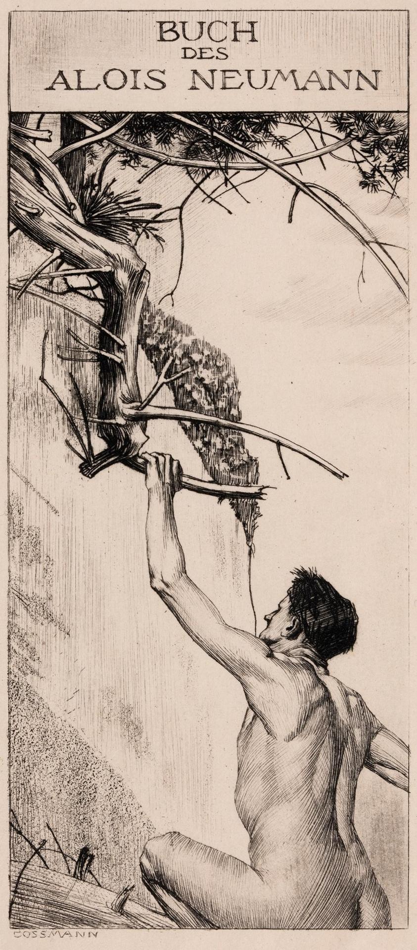 Alfred Cossmann (1870-1951) - Untitled - Man Holding a Branch