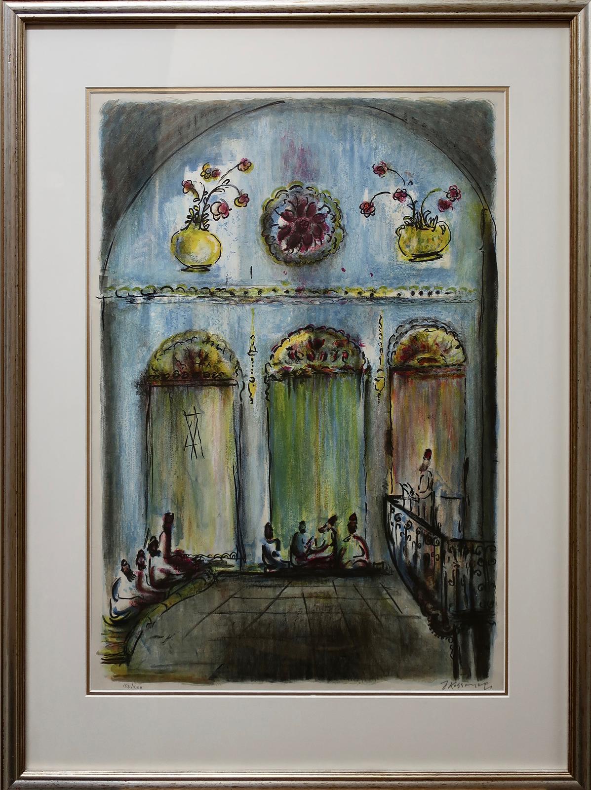 Joseph Kossonogi (1908-1981) - Untitled (Synagogue Interior)