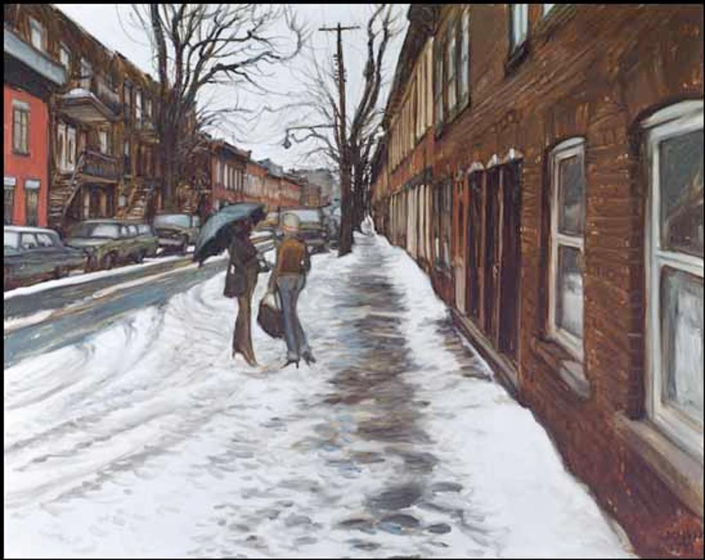 John Geoffrey Caruthers Little (1928-1984) - Une journée humide d'hiver - Rue Wolfe, Montreal