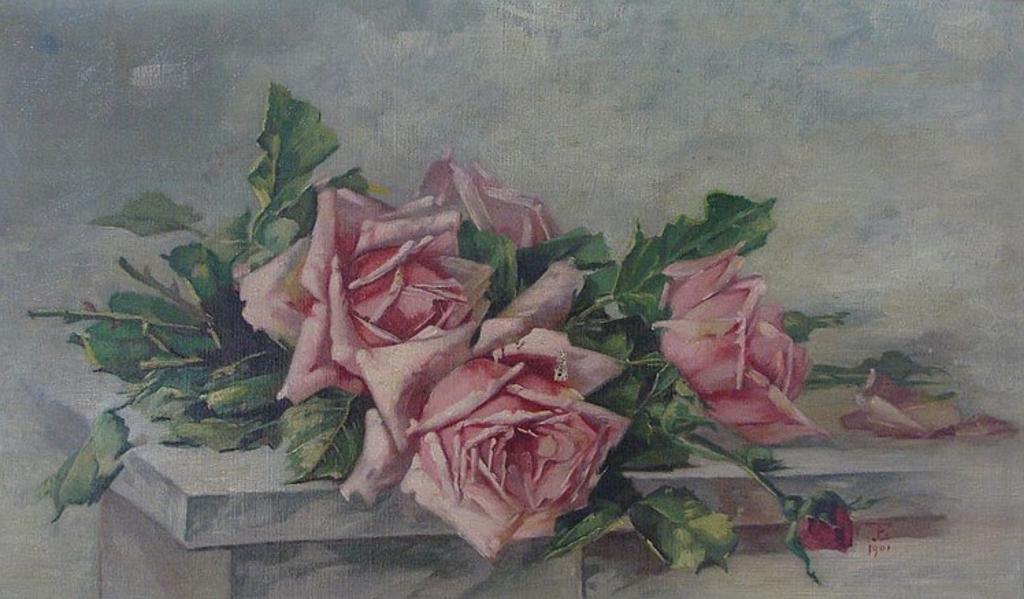 Continental School - Still life on a bunch of light pink roses