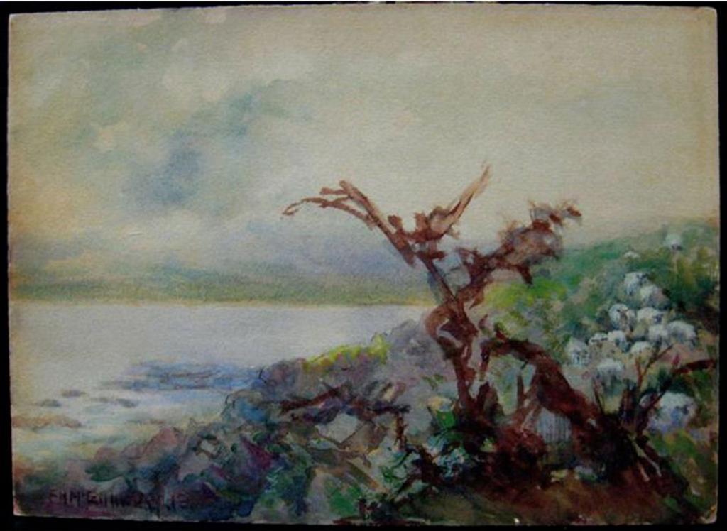 Florence Helena Mcgillivray (1864-1938) - Rocky Coast With Twisted Tree