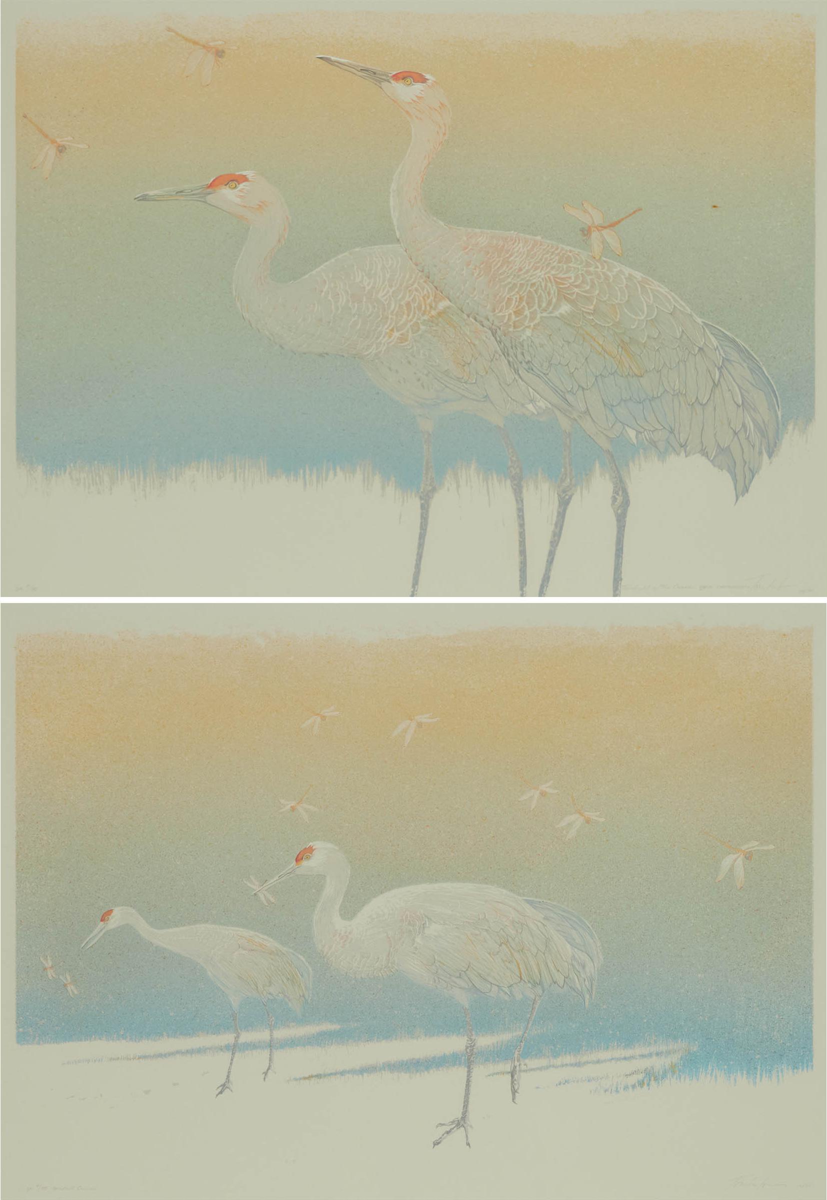 Roy Elwin Tomlinson (1928-2017) - Twilight Of The Cranes; Sandhill Cranes, 1985