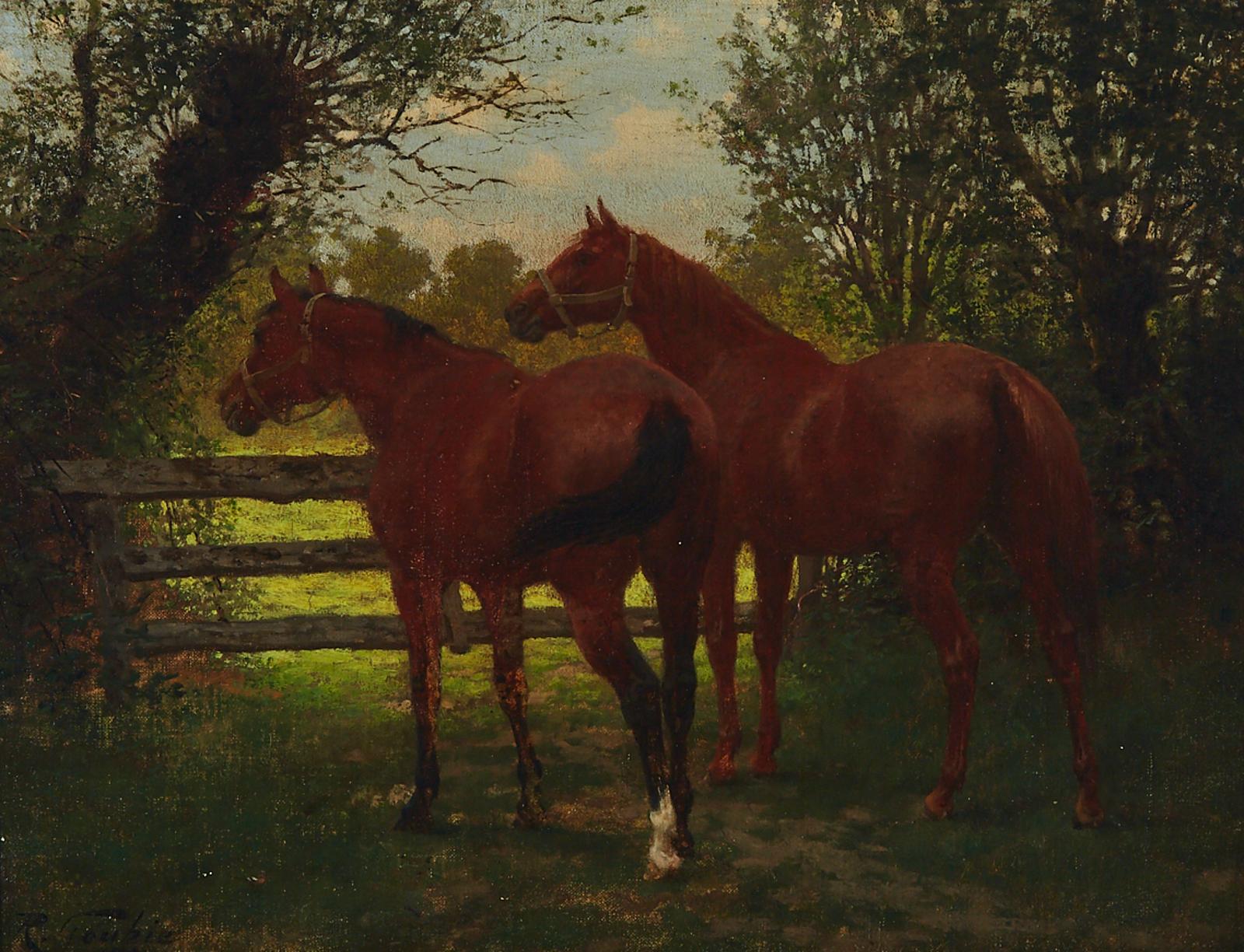 Jean Richard Goubie (1842-1899) - Two Horses In Pasture