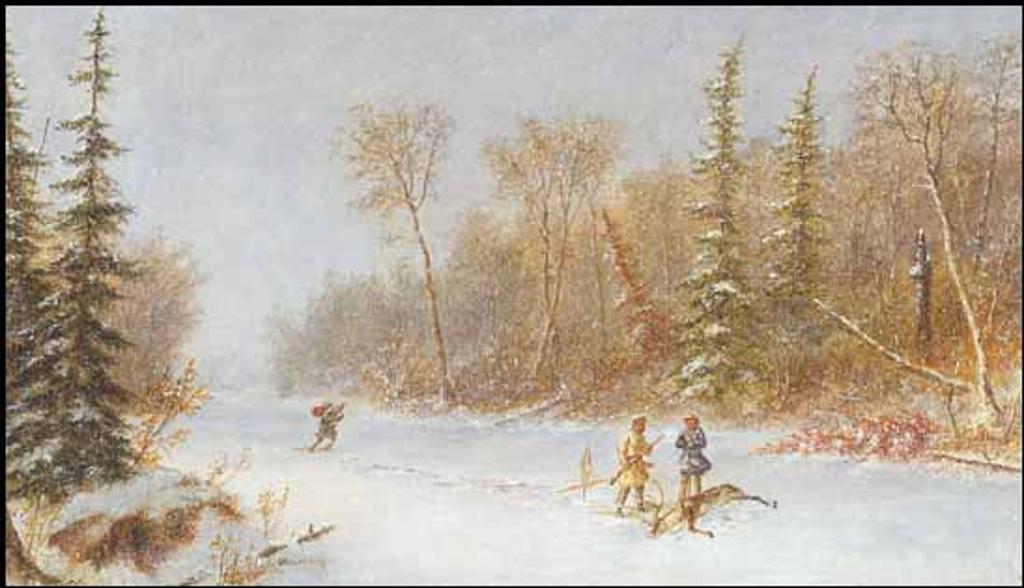 Cornelius David Krieghoff (1815-1872) - Caribou Hunters in a Winter Snow Storm