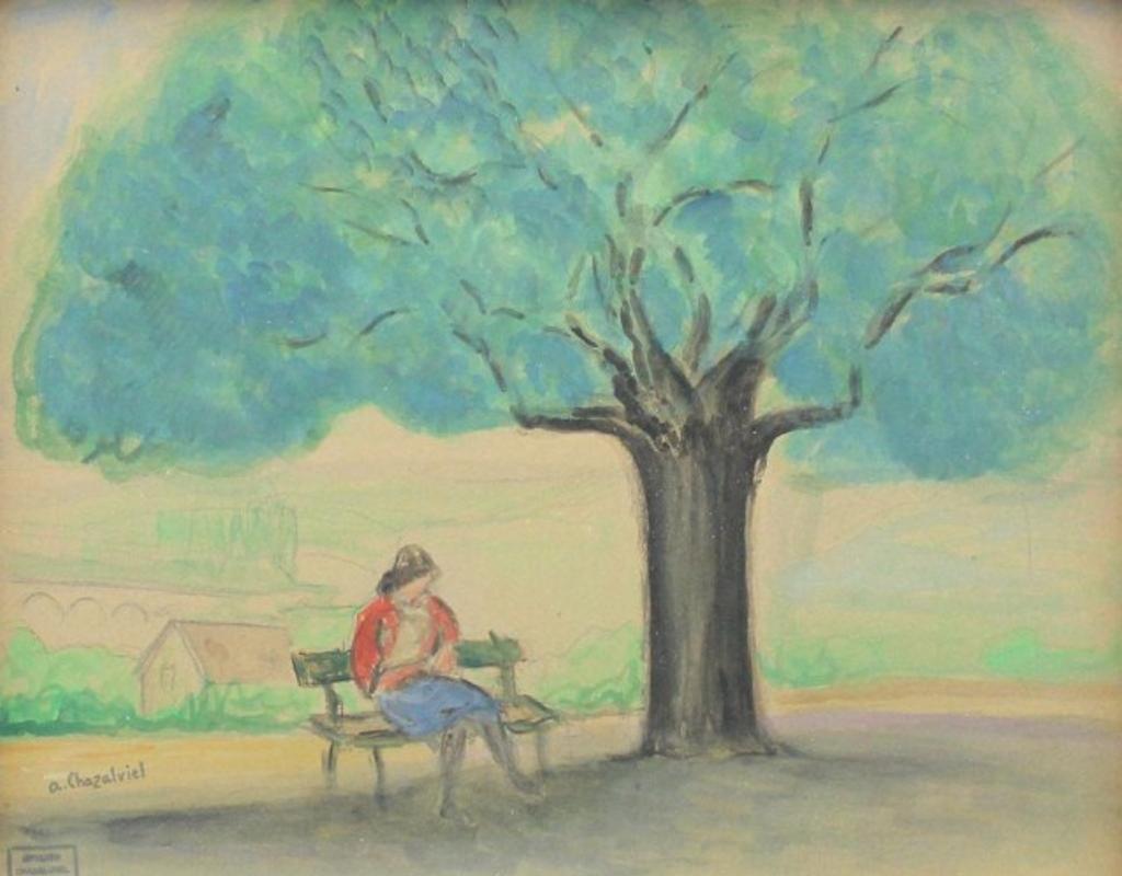 Albert Edouard Chazaviel - Woman Sitting Under Tree