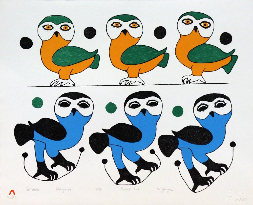 Ningeeuga Oshuitoq (1918-1980) - Six Owls;1979