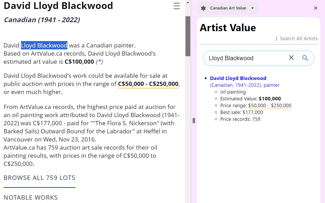 Canadian Art Value screenshot